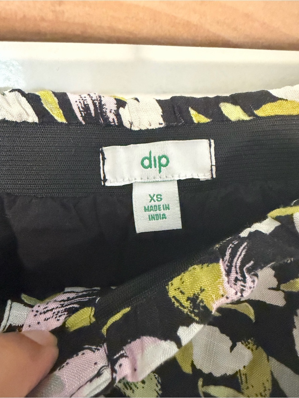 Dip Printed Midi Skirt - Black with Pink & Green woman’s xs skirt button accent - Picture 5 of 6